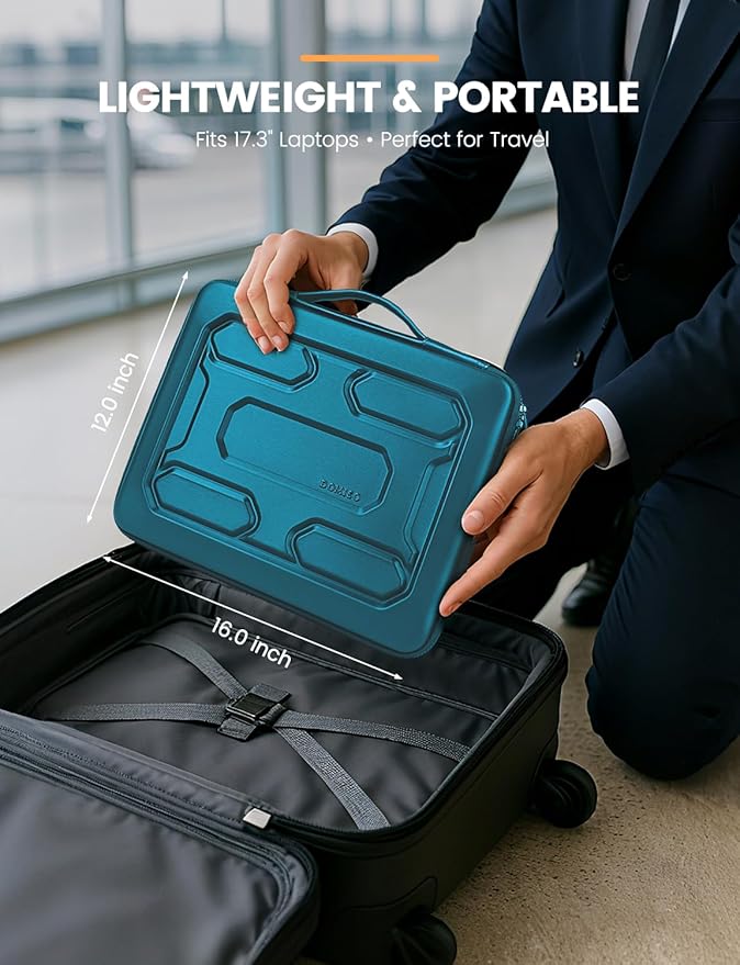DOMISO 17 inch Laptop Sleeve with Handle Shockproof Waterproof EVA Protective Case for 17.3" ZBook Fury 17.3 G8/MSI GS73VR Stealth Pro/HP Envy 17/LG Gram 17"/ROG Strix GL702VS, Teal