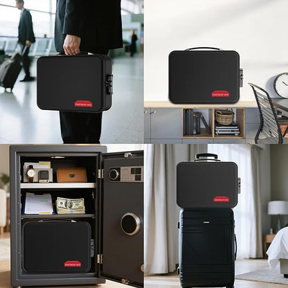 Fireproof Document Box With Combination Lock,Hard Case File Organizer Heat Insulated And Waterproof,Portable Home Travel Safe Storage Box For Important Documents Laptop,Files More