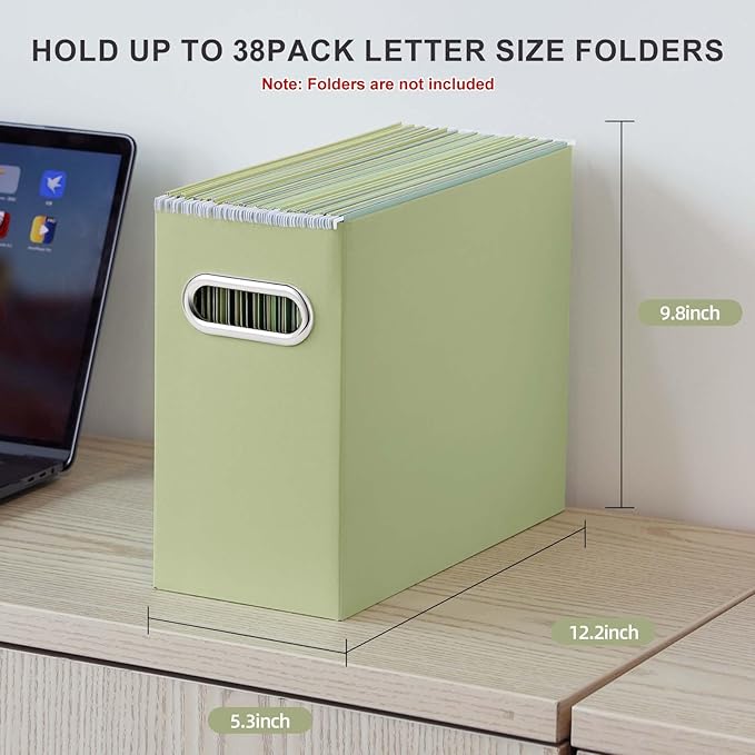 Oterri Cardboard File Organizer Box for Hanging File Folders Letter Size,File Box for Computer Desk,File Cabinet,Working Home,Office,Classroom (Green, Letter Size - 6 Packs)
