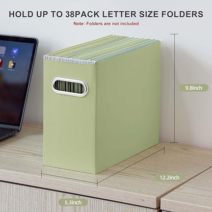 Oterri Cardboard File Organizer Box for Hanging File Folders Letter Size,File Box for Computer Desk,File Cabinet,Working Home,Office,Classroom (Green, Letter Size - 6 Packs)
