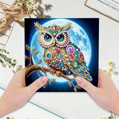 6pcs DIY Animals Diamond Art Painting Greeting Cards Kit, Rhinestone Art Holiday Birthday Card Set with Envelopes, DIY Festival Craft for Girlfriend, Christmas Valentine Gift Making Supplies