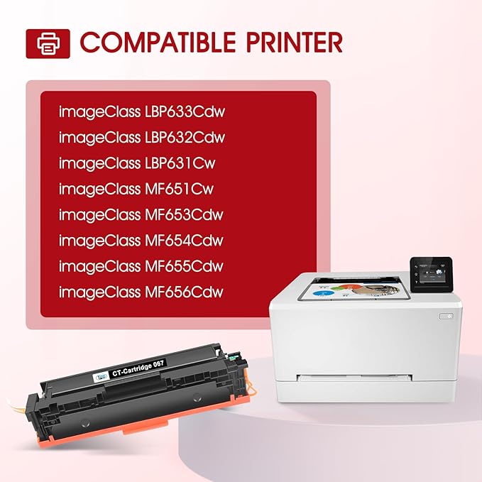 067 Toner Cartridge Set 067H MF654Cdw MF656Cdw Compatible for Canon Color ImageCLASS LBP632Cdw MF654Cdw MF653Cdw LBP633Cdw MF652Cdw MF650C Printer 4 Pack High Yield Ink (Black Cyan Yellow Magenta)