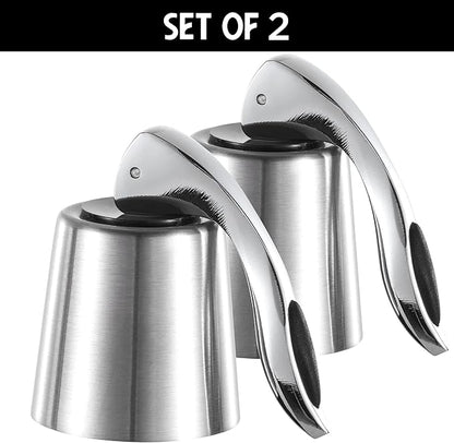Stainless Steel Bottle Sealer & Wine Topper – Premium Wine Lover Gifts, Wine Gifts for Women and Men – Airtight Champagne Stopper for Sparkling Wine – Wine Essentials Gifts