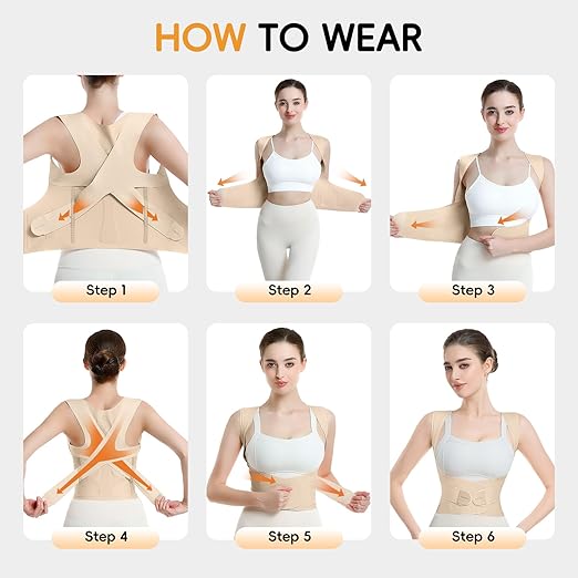 babaka Posture Corrector for Women, Invisible Lightweight Adjustable Back Brace for Upper and Lower Back Pain Relief, Hunchback, Hump, Scoliosis, Thoracic, Spine Corrector Under Clothes (Beige, Small, Waist: 25''-30'')