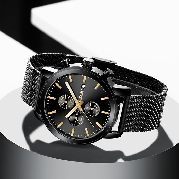 CRRJU Mens Stylish Casual Quartz Watches for Men Luxury Waterproof Calendar Chronograph Japan Movement Wristwatches