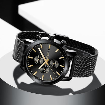 CRRJU Mens Stylish Casual Quartz Watches for Men Luxury Waterproof Calendar Chronograph Japan Movement Wristwatches