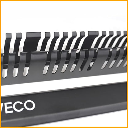 RIVECO 1U Cable Management for Racks & Server Cabinets Managing Cord & Wire, Cable Raceway for 19” Rack Mount 24 Slots Large 2.8 Inches Capacity Black, 1 Piece