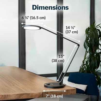Vari LED Studio Lamp- Varidesk Modern Desk Lamp for Home Office- Flexible Positioning, Stable Base- Three Color Settings- Bright Task Lamp- Ideal for Study Area and Workspaces