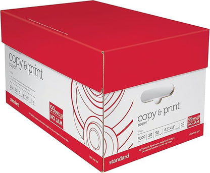 (8.5"" x 11"") - Multi-Use Copy & Printer Paper Brightness 92, Case of 10 Reams - 5,000 Pages Total