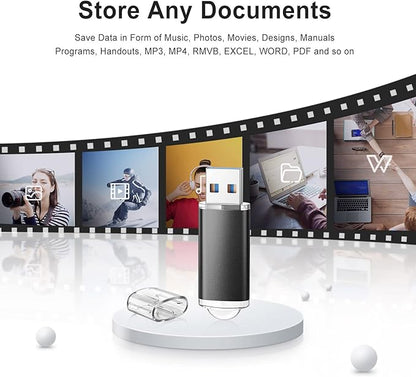 TOPESEL 32GB 10Pack 3.0 USB Flash Drive High Speed 32G Thumb Drive Memory Stick for PC Laptops Tablets TVs Car Audio(5 Mixed Colors: Black Blue Green Red Silver)