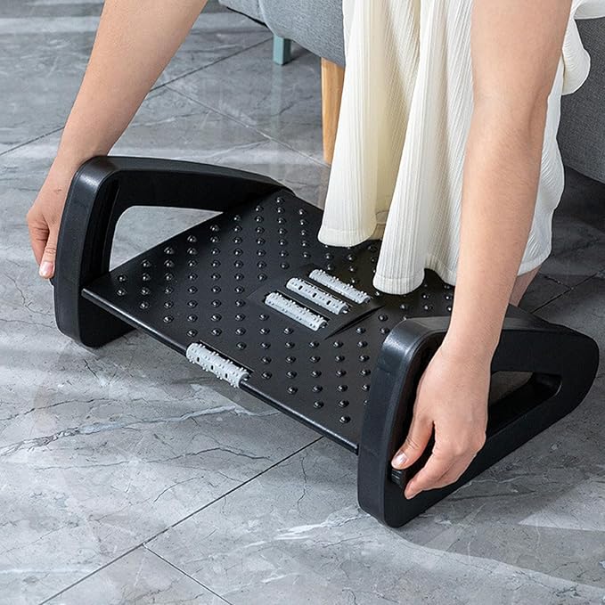 Under Desk Foot Stool Adjustable Height Ergonomic Desk Foot Rest with Anti Slip Design for Home Office Study Room Plastic Material
