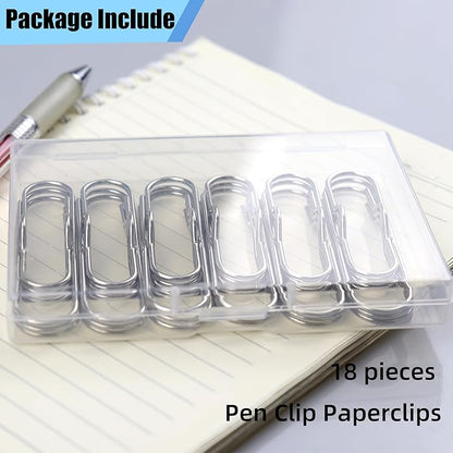 18 PCS 2.75 Inch (70mm) Paper Clips Silver Rust Resistant Metal Strong Pen Clip Style Paperclips for Office School Documents