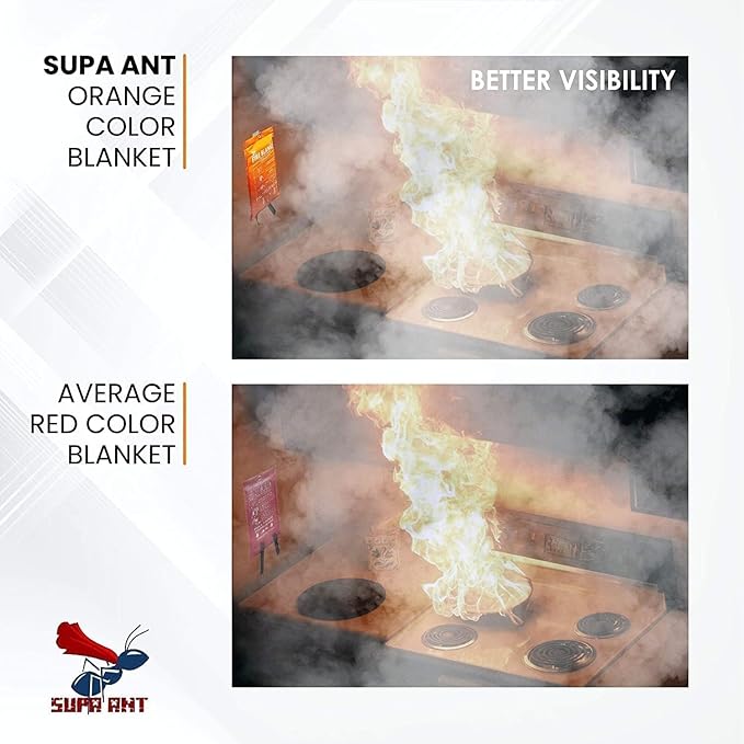 Supa Ant Emergency Fire Blanket for Home and Kitchen - 10 Pack 1500F High Visibility (Glow in The Dark) Smother Kitchen Fire Blanket - CE Certified Hero Fire Blankets Emergency for Home (47in)