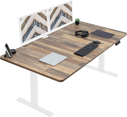 VIVO Electric 71 x 36 in Standing Desk, Memory Height Adjustment, 1B Series, Reclaimed Wood Top White Frame, DESK-KIT-1W7P-36
