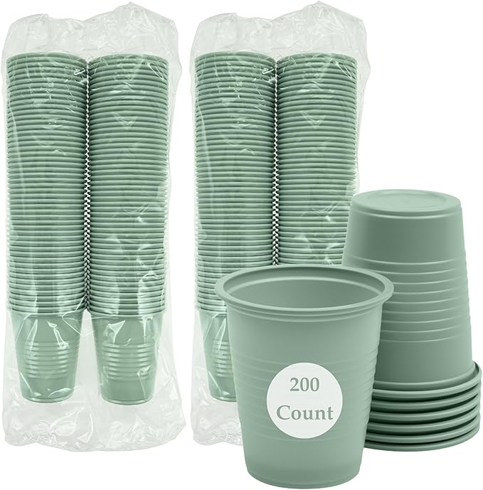 Henry Schein Disposable Cups, 5 oz, Green (200 Count) – Dental Rinse Cups, Double-Coated for Durability, Latex-Free, Embossed Grip, Ideal for Medical, Office, and Event Use