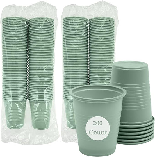 Henry Schein Disposable Cups, 5 oz, Green (200 Count) – Dental Rinse Cups, Double-Coated for Durability, Latex-Free, Embossed Grip, Ideal for Medical, Office, and Event Use