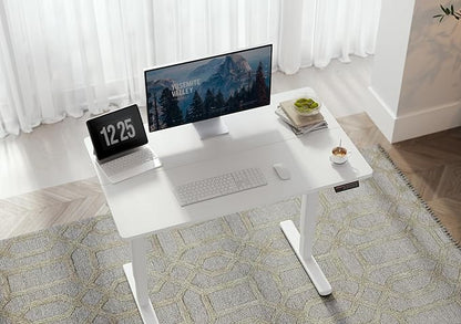 Seang Standing Desk with Adjustable Height, 48x24 Inch Electric Stand Up Desk for Home Office, Studio, Computer Workstation, White Top