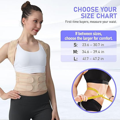 Posture Corrector for Women and Men, Back Brace with Full Back Support, Adjustable Shoulder Straightener for Upper & Lower Back Pain Relief, Scoliosis, Hunchback (Large, Beige)