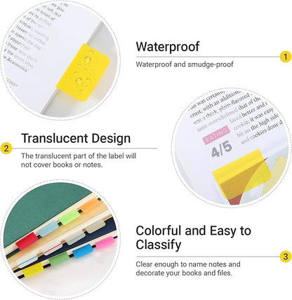 EUSOAR Sticky Tabs, 480 Pcs 1x1.6 Inch Multi-Colored Page Markers Sticky Index Transparent Flags Tabs Strip, Repositionable Labels Self Adhesive Flags Tab Strip for Binders Notebook Folders