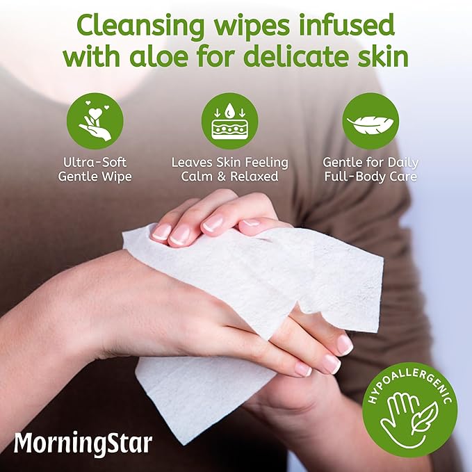 Adult Wipes for Elderly - 60 Wipes 1 Pack Thick Extra Large Disposable Washcloths for Adult Bathing & Shower Alternative No-Rinse - Lightly Scented XXL