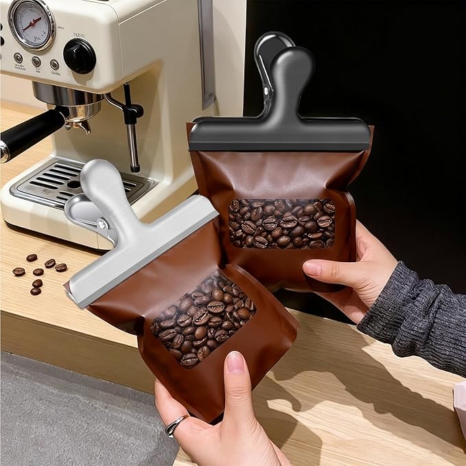 Bag Clips, 10 Pack Stainless Steel Chip Clips for Food, 4.7'' Extra Large Food Clip Heavy Duty Snack Clamp Clip for Office Kitchen Home, Silver