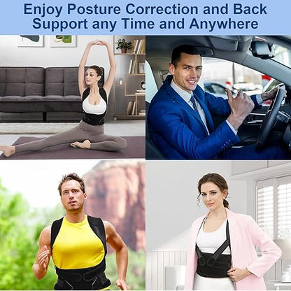 Posture Corrector for Women and Men, Upgraded Adjustable Back Brace for Upper and Lower Back Pain Relief, Shoulder Straightener for Scoliosis, Hunchback, Hump, Thoracic, Spine Corrector,M (34"-41")