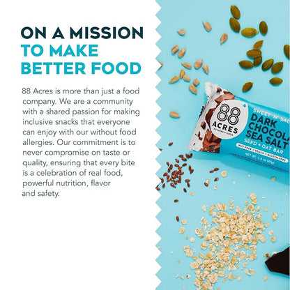 88 Acres Granola Bars | Gluten Free, Nut-Free Oat and Seed Snack Bar | Vegan & Non GMO | 6 Pack (Dark Chocolate Sea Salt))
