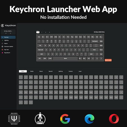 Keychron K2 Max QMK/VIA 2.4 GHz & Bluetooth Wireless Custom Mechanical Keyboard for Mac/Windows/Linux, 75% Layout Keyboard White Backlight Banana Switch - Black