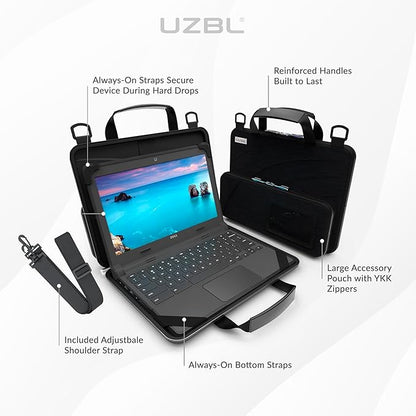 UZBL 11-11.6 Inch Always-on Chromebook Protective Hard Case with Accessory Pouch and Adjustable Shoulder Strap