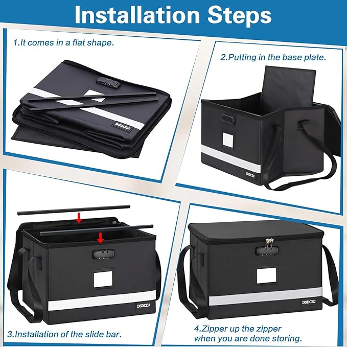 Fireproof File Box with Lock 2 Pack, Upgraded Fireproof Document Box with Reflective Strip, Portable File Organizer Filing Cabinet with Handle for Hanging Letter/Legal Folder, 15.5x12.3x10.5