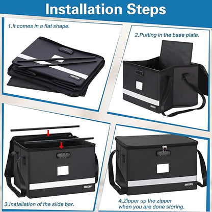 Fireproof File Box with Lock 2 Pack, Upgraded Fireproof Document Box with Reflective Strip, Portable File Organizer Filing Cabinet with Handle for Hanging Letter/Legal Folder, 15.5x12.3x10.5