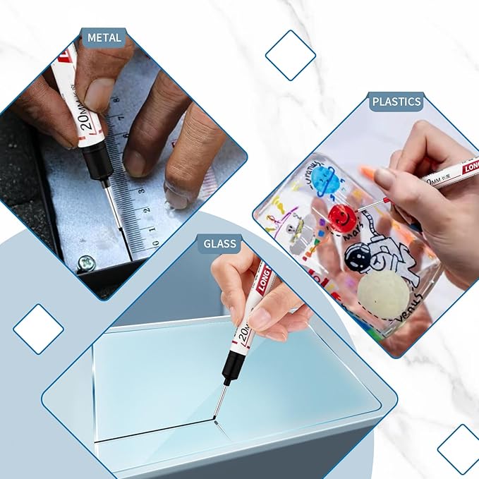 24 PCS Long Head Deep Hole Marker Pens,20mm Long Nib Marker, Longs Nose Markers, Waterproof Construction Markers Marking Tool,Permanent Markers Carpenter Ink marker Pens,Metal marking Pens