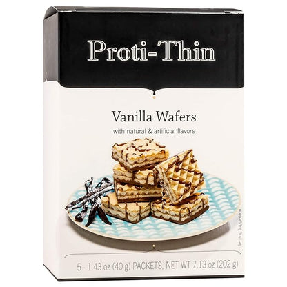 Proti-Thin High Protein Vanilla Wafer Squares, 15g Protein, Low Calorie, Low Sugar, Aspartame Free, Diet Wafer Bars, Healthy Snack, 2 Wafers per Serving, 5 Count Box