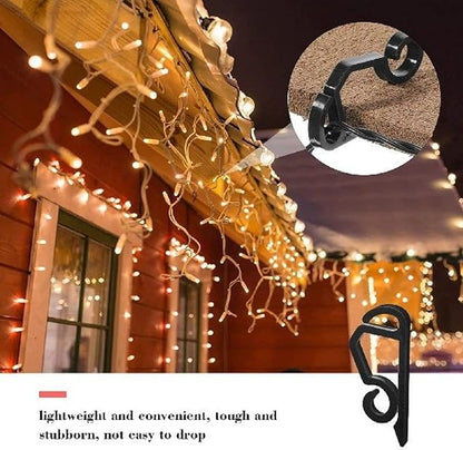 120 Pcs Christmas Light Clips Outside Gutter Hooks - Plastic Holiday Gutter Light Weatherproof Hooks for Halloween Christmas Roof Tree Hanging Outdoor Decoration String Lights (Black)