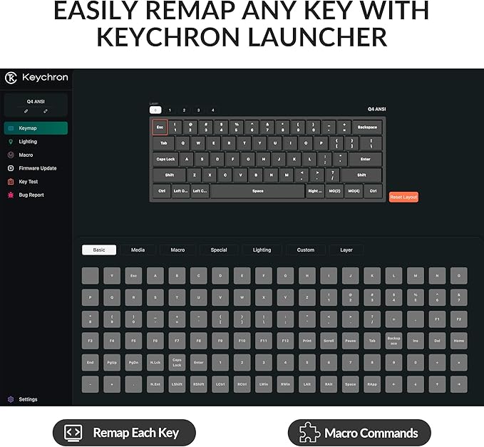 Keychron Q4 Wired Custom Mechanical Keyboard, 60% Layout QMK/VIA Programmable Macro with Hot-swappable Gateron G Pro Red Switch Double Gasket Compatible with Mac Windows Linux (Navy Blue)