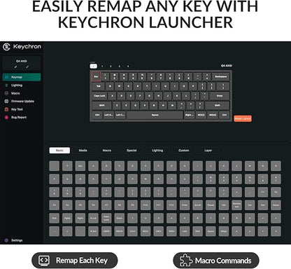 Keychron Q4 Wired Custom Mechanical Keyboard, 60% Layout QMK/VIA Programmable Macro with Hot-swappable Gateron G Pro Red Switch Double Gasket Compatible with Mac Windows Linux (Navy Blue)