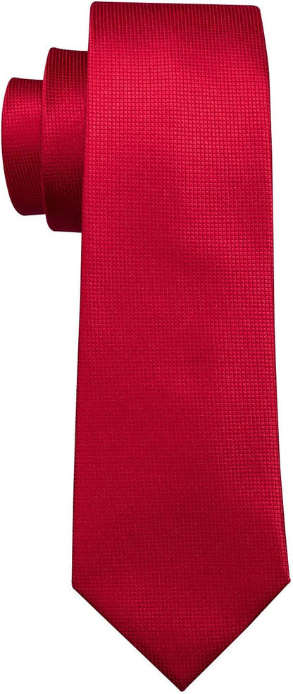 Barry.Wang Tie Sets for Men Silk Solid Necktie Stain Ties Handkerchief Pocket Square Cufflinks Wedding Business Dyed