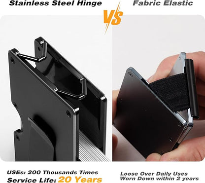 Upgraded Hinged Minimalist Wallet for Men | Slim Metal RFID Blocking Wallet | Credit Card Holder & Money Clip Holds 20 Cards | Premium Scratch-Resistant Finish | Ideal Gift for Men