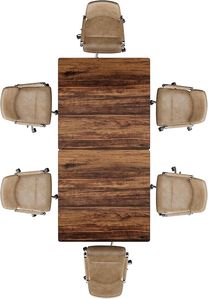 Tribesigns 31.5" Square Conference Table Set of 2, 63" Industrial Office Meeting Table for 4-6 People, Business Podcast Furniture with Metal Base for Small Spaces, Office Conference, Brown & Black