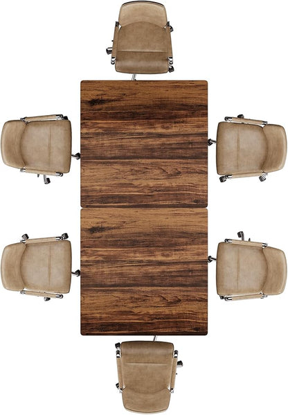 Tribesigns 31.5" Square Conference Table Set of 2, 63" Industrial Office Meeting Table for 4-6 People, Business Podcast Furniture with Metal Base for Small Spaces, Office Conference, Brown & Black