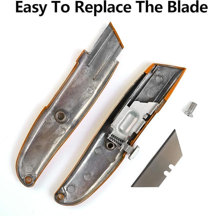 DIYSELF 2Pack Utility Knife Box Cutter Retractable Blade Heavy Duty (Orange)