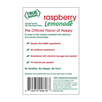 True Citrus Raspberry Flavored Lemonade Drink Mix, Non GMO, 10 Counts, 1.06 Ounces (Pack Of 12)