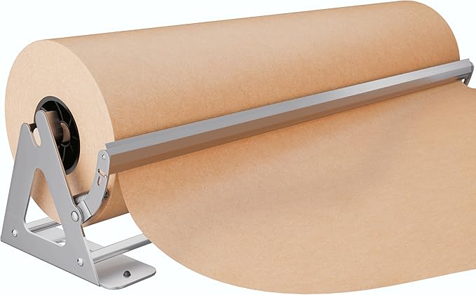 DIY Crew 36 Inch Paper Roll Dispenser and Cutter - Heavy-Duty Wall Mountable, Non Slip Tabletop - Kraft, Freezer, Butcher Paper - Up to 1000ft Rolls