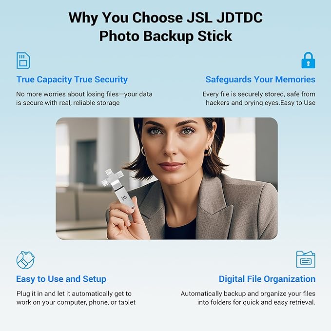 Photo-Stick 256GB | Truly Automatic-Backup-USB-Drive for iPhone iPad Android PC Mac | Multi-Port Flash Drive for All Devices | Multi-Device Backup & Transfer Thumb-Drive Picture-Saver-Memory-Stick