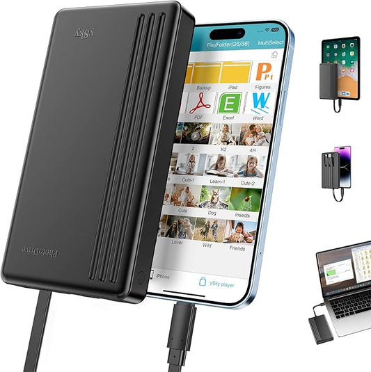 ySky 2TB External Hard Drive for iPhone & iPad,MacBook,Windows Computer,USB C Android Phones:Photo Stick USB Flash Drive to Backup Photo| Video | Music| File(MFi Certified)