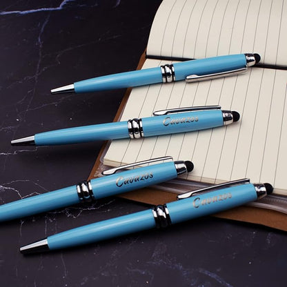 Ancolo Custom Personal Office Pens with Stylus Tip - Quality pens Fine point -Engraved Team Name, Phone Number, Slogan Perfect for Bank, Office, Hotel Lobbies 10 Pens/Box