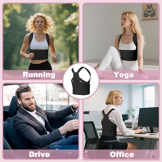 Posture Corrector for Women and Men,4 In 1 Adjustable Full Back Brace,Posture Braces Can Relieve Upper and Lower Back Pain, Shoulder Braces for Hunchback,Scoliosis, Lumbar Spine, Spine(Medium Black)