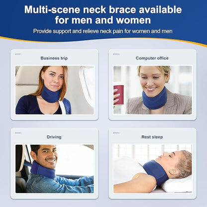 CozyHealth Neck Brace for Neck Pain and Support, Soft Neck Support Relieves Pain & Pressure in Spine for Women & Men, Wrap Align Stabilize Vertebrae Foam Cervical Collar for Sleeping (GBlue, XS, 2.5" Middle Height)
