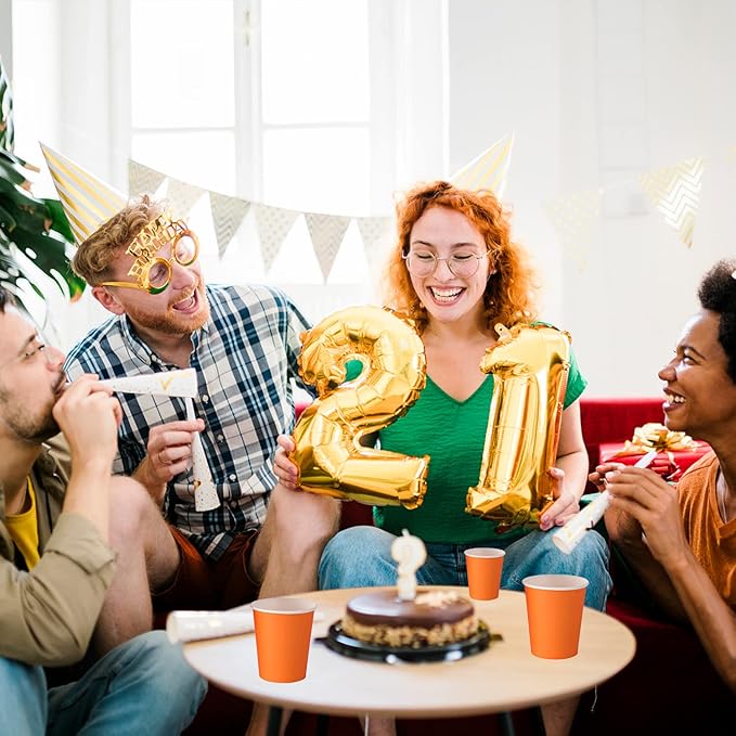 Disposable Paper Cups, 60pcs Orange Disposable Halloween Paper Cups For DIY Wedding Party Picnic BBQ Travel and Event 8OZ Halloween Party Cups(Orange)