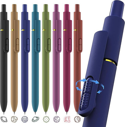 8 Pack Colorful Gel Ink Pens，Quick-Dry 0.7mm Fine Point Fidget Pens for Smooth Writing, Journaling & Drawing, Aesthetic Vintage Color Pens for Women, School & Office Supplies (Vintage Colors)